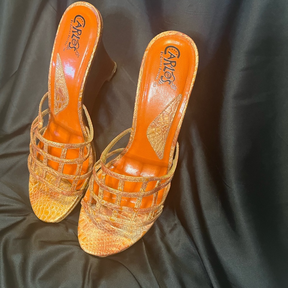 Carlos Santana Women's Strappy Orange Heels